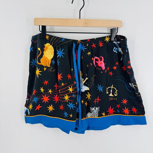 BedHead Cellestial Astrology Print Pajama Shorts 100% Silk with Pockets Size XL - Picture 1 of 7